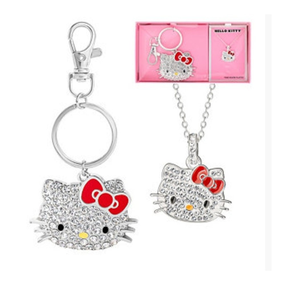 Hello Kitty By Sanrio Rhinestone Keychain & Necklace Giftset